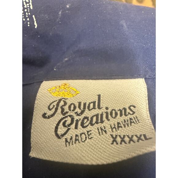 VTG Royal Creations Hawaiian Shirt Mens 4XL Button Up Aloha Palm Trees Blue big - Picture 2 of 4